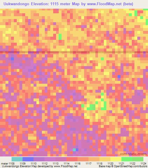 Uukwandongo,Namibia Elevation Map
