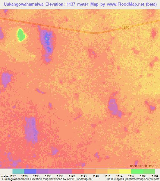 Uukangowahamalwa,Namibia Elevation Map