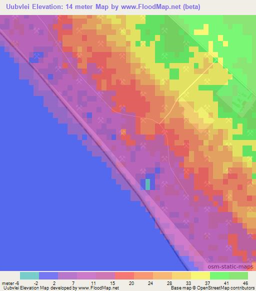 Uubvlei,Namibia Elevation Map