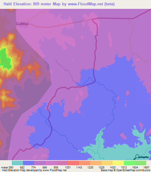 Haiti,Ethiopia Elevation Map