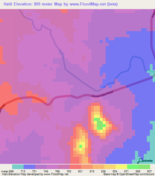 Haiti,Ethiopia Elevation Map