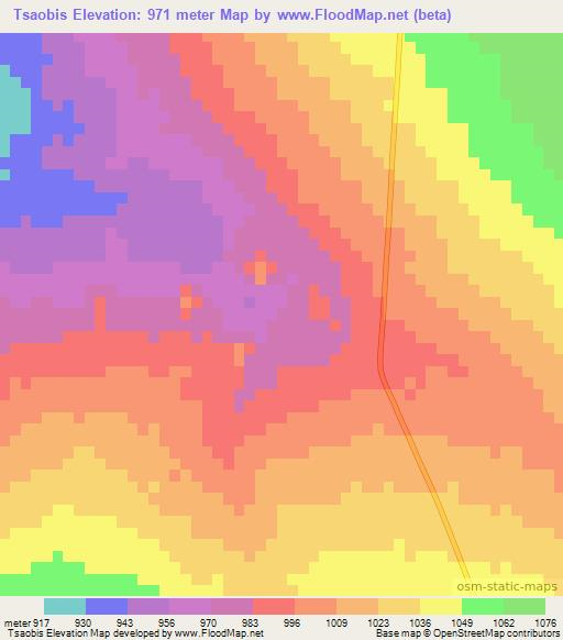 Tsaobis,Namibia Elevation Map