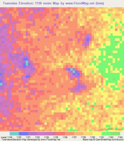 Tsamatse,Namibia Elevation Map