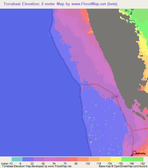 Torrabaai,Namibia Elevation Map