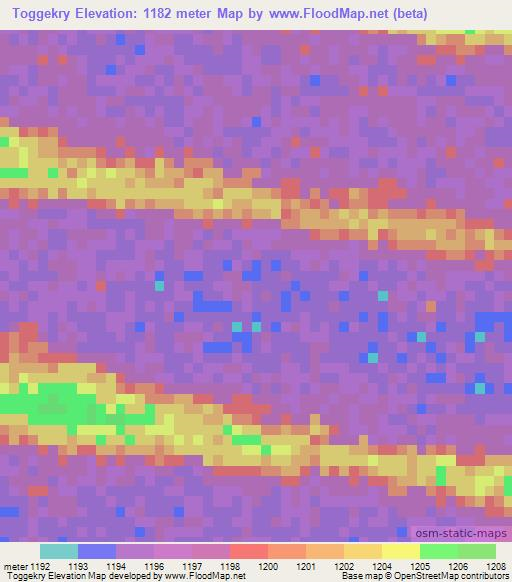 Toggekry,Namibia Elevation Map