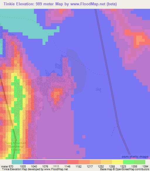 Tinkie,Namibia Elevation Map