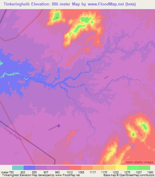 Tinkeringheib,Namibia Elevation Map