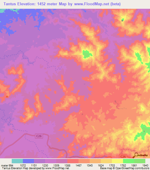 Tantus,Namibia Elevation Map