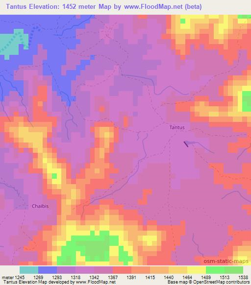 Tantus,Namibia Elevation Map