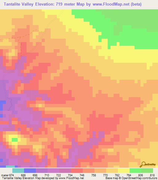 Tantalite Valley,Namibia Elevation Map
