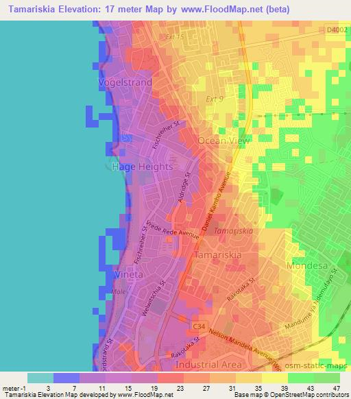 Tamariskia,Namibia Elevation Map