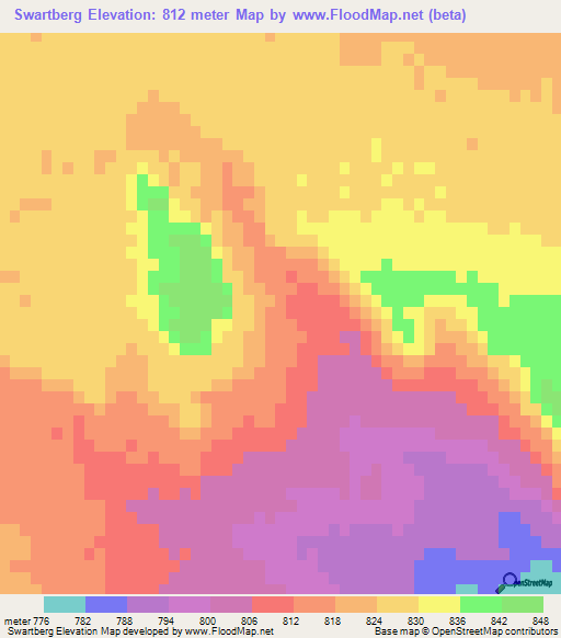 Swartberg,Namibia Elevation Map