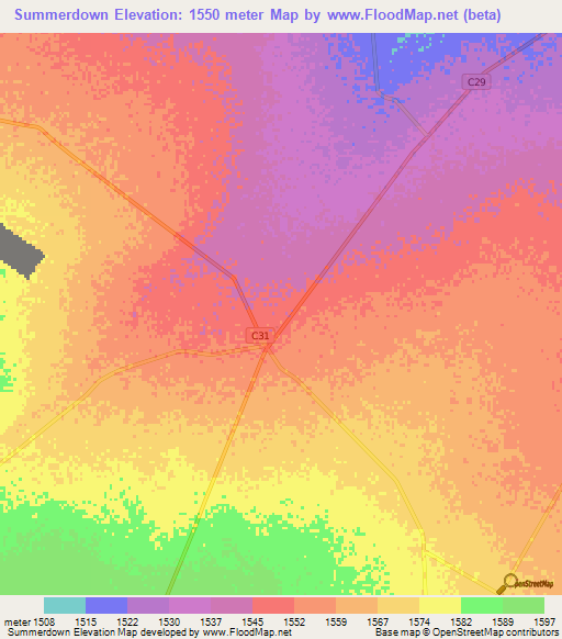 Summerdown,Namibia Elevation Map