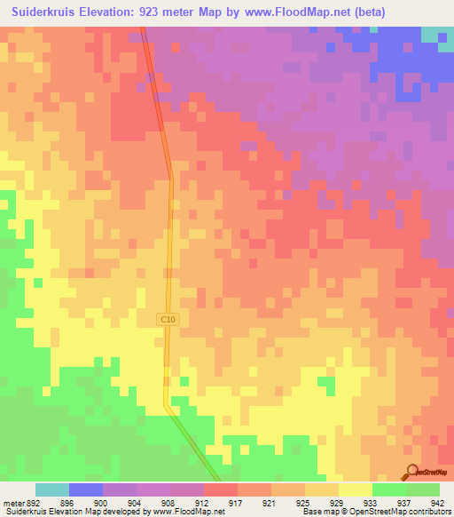 Suiderkruis,Namibia Elevation Map