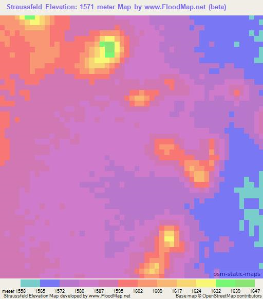 Straussfeld,Namibia Elevation Map