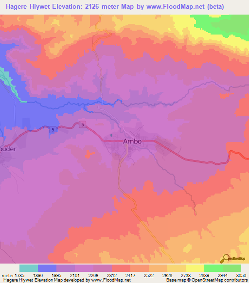 Hagere Hiywet,Ethiopia Elevation Map