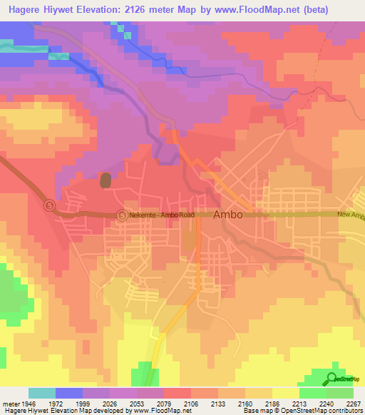 Hagere Hiywet,Ethiopia Elevation Map