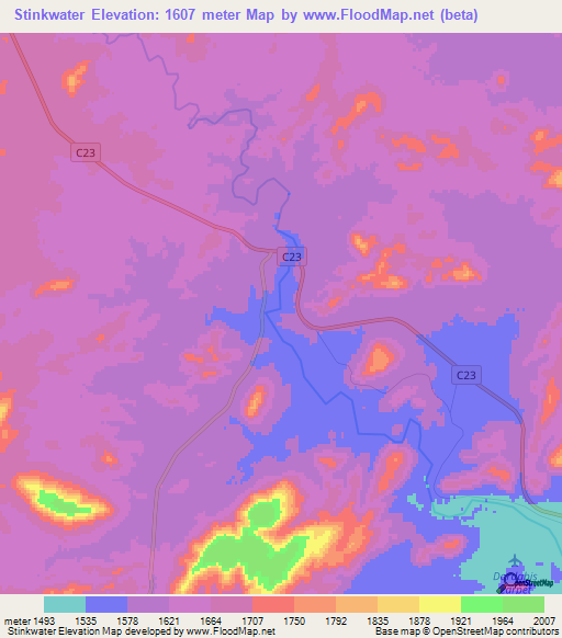 Stinkwater,Namibia Elevation Map