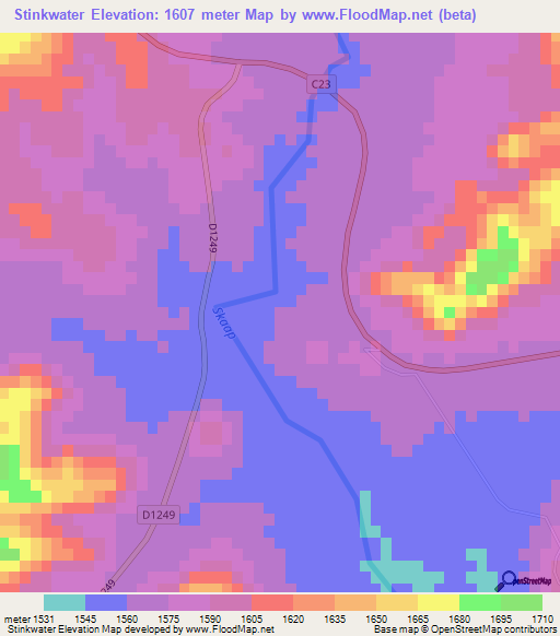 Stinkwater,Namibia Elevation Map