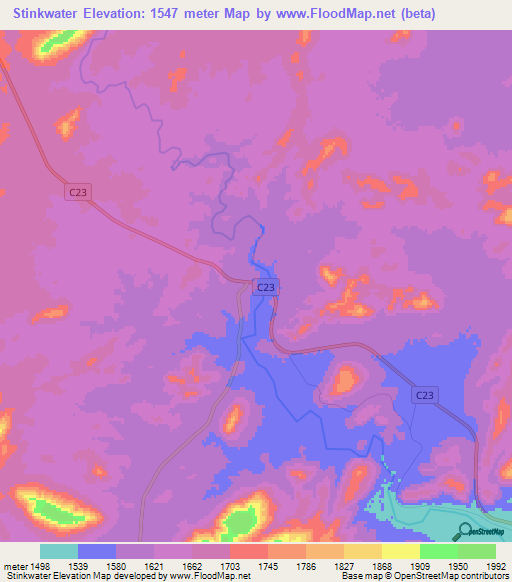 Stinkwater,Namibia Elevation Map