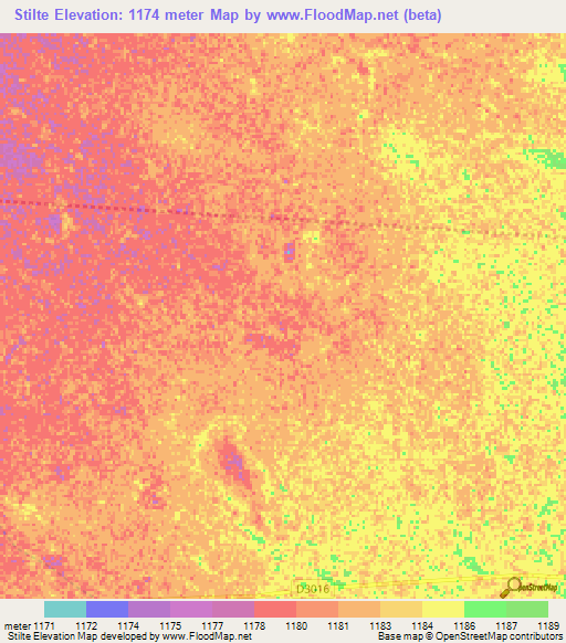 Stilte,Namibia Elevation Map