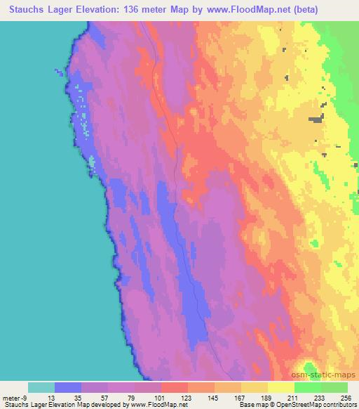 Stauchs Lager,Namibia Elevation Map