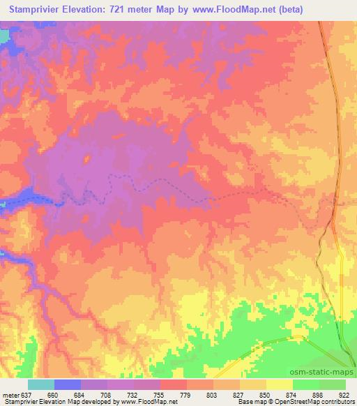 Stamprivier,Namibia Elevation Map