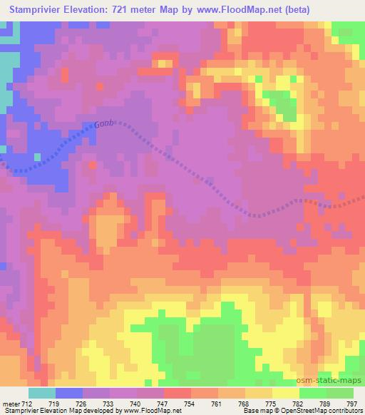 Stamprivier,Namibia Elevation Map