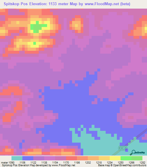 Spitskop Pos,Namibia Elevation Map