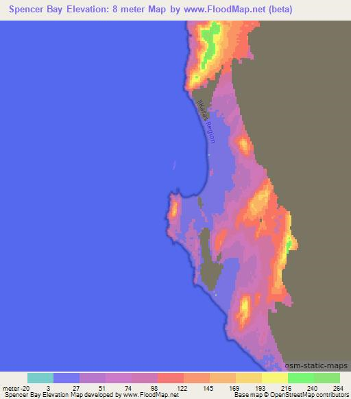 Spencer Bay,Namibia Elevation Map