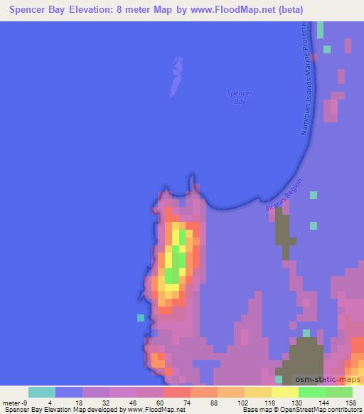 Spencer Bay,Namibia Elevation Map
