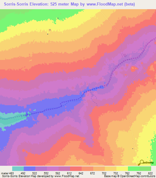 Sorris-Sorris,Namibia Elevation Map