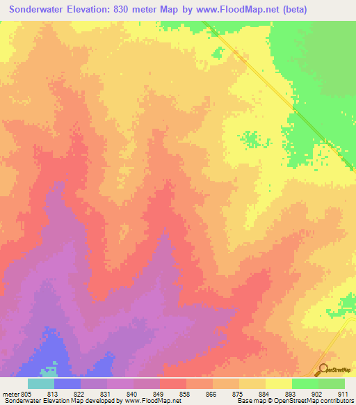 Sonderwater,Namibia Elevation Map