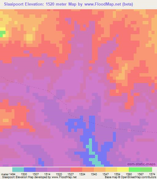 Slaaipoort,Namibia Elevation Map