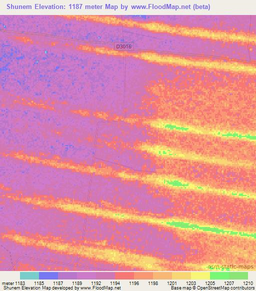 Shunem,Namibia Elevation Map