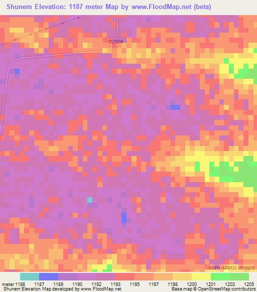 Shunem,Namibia Elevation Map