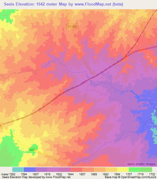 Seeis,Namibia Elevation Map