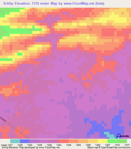 Schlip,Namibia Elevation Map