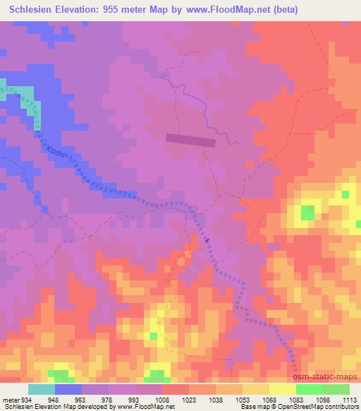 Schlesien,Namibia Elevation Map