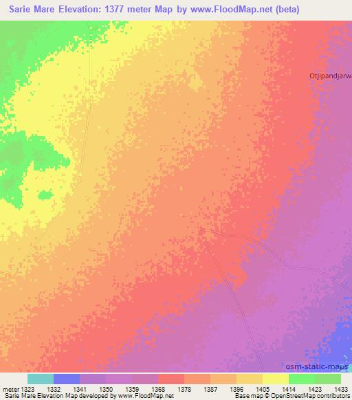Sarie Mare,Namibia Elevation Map