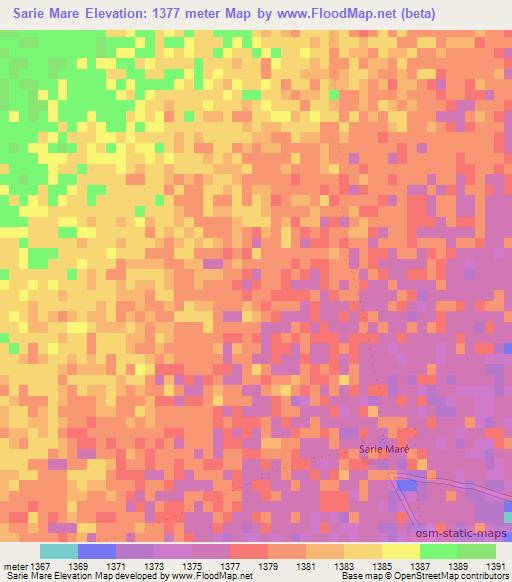 Sarie Mare,Namibia Elevation Map