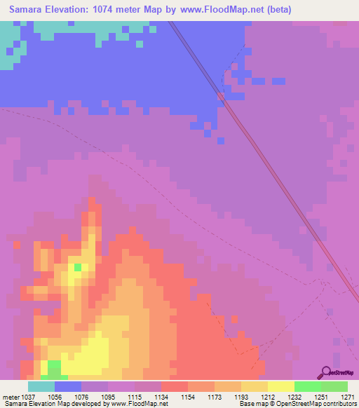 Samara,Namibia Elevation Map