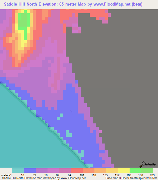 Saddle Hill North,Namibia Elevation Map