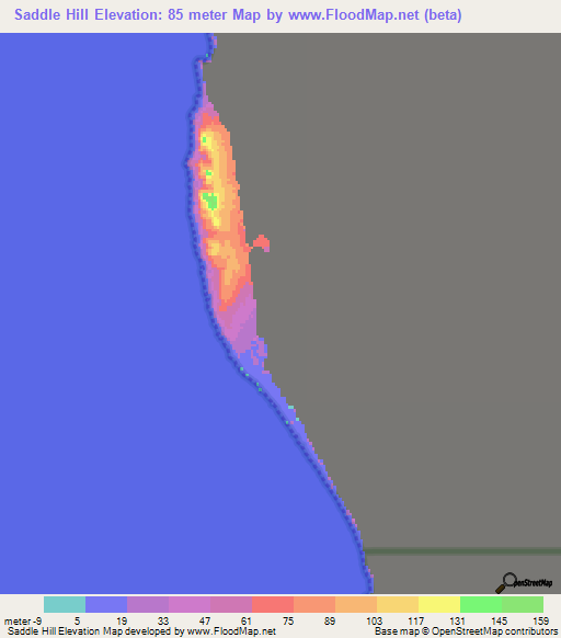 Saddle Hill,Namibia Elevation Map