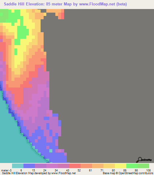 Saddle Hill,Namibia Elevation Map
