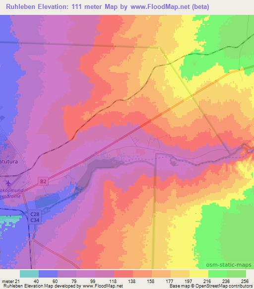 Ruhleben,Namibia Elevation Map