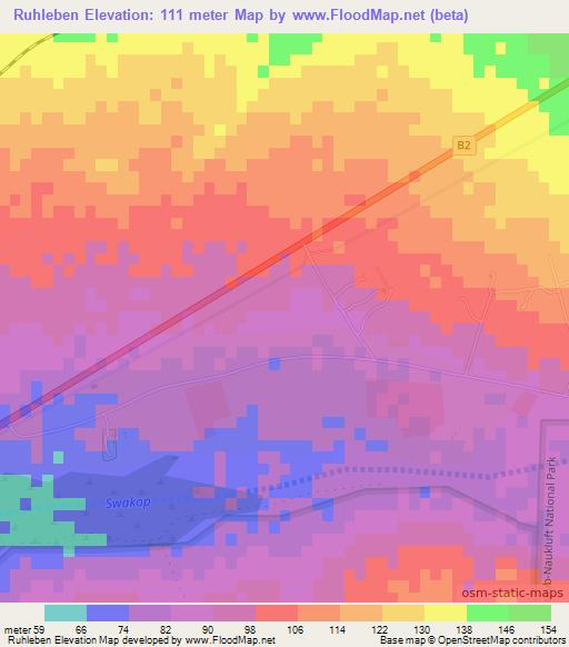 Ruhleben,Namibia Elevation Map