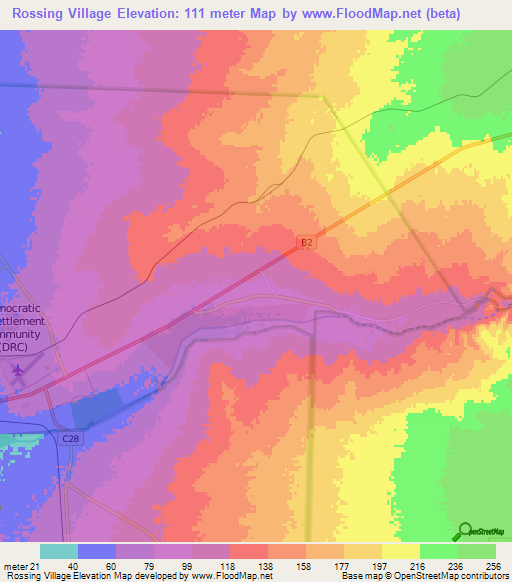 Rossing Village,Namibia Elevation Map