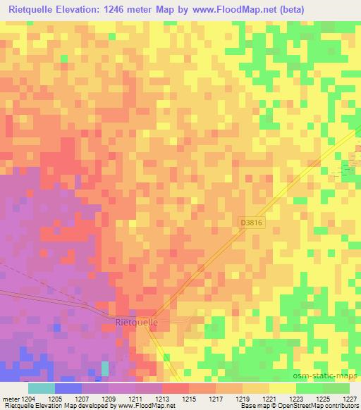 Rietquelle,Namibia Elevation Map