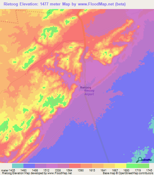 Rietoog,Namibia Elevation Map